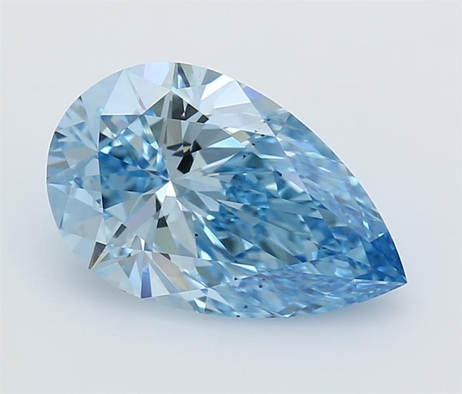3.19 Carat Pear Shape Diamond Fancy Vivid Blue / VS2