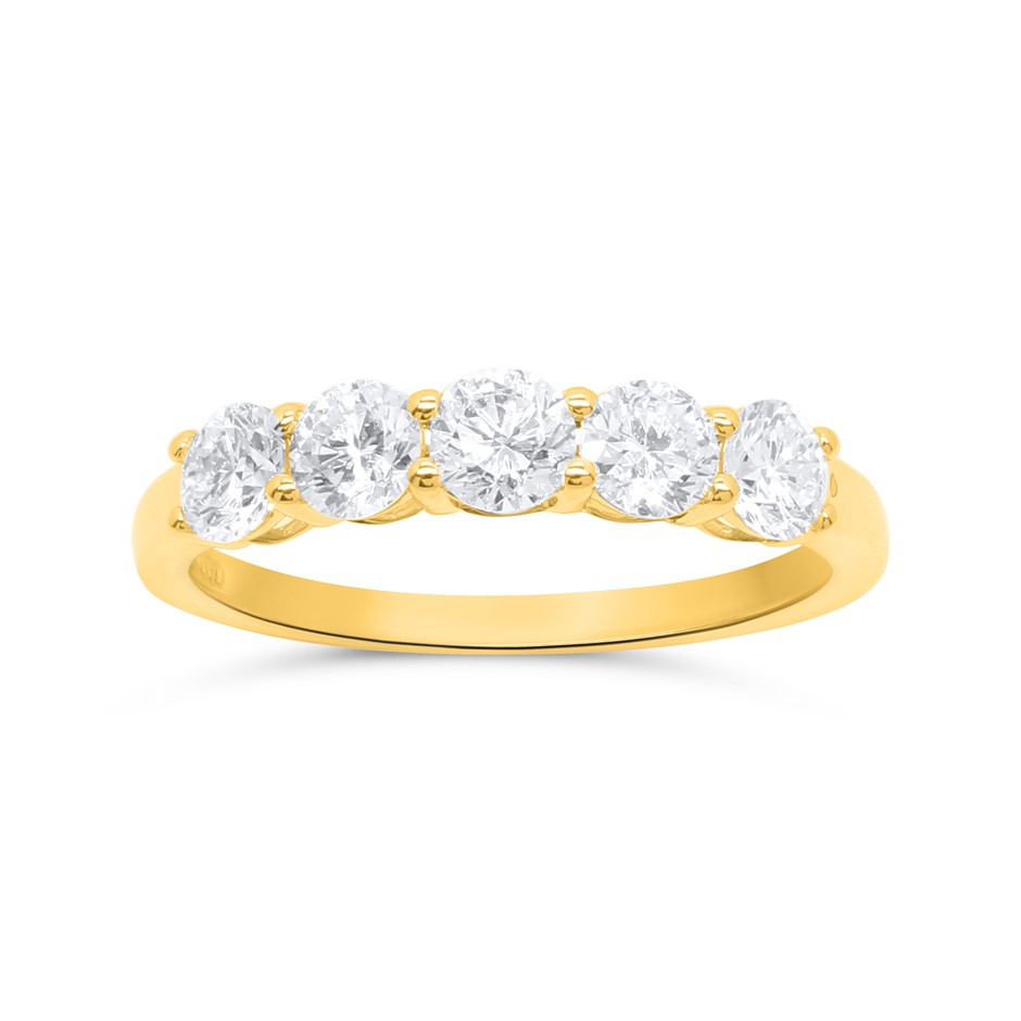 0.75 Carat Yellow Gold Lab Grown Diamond Band 9K
