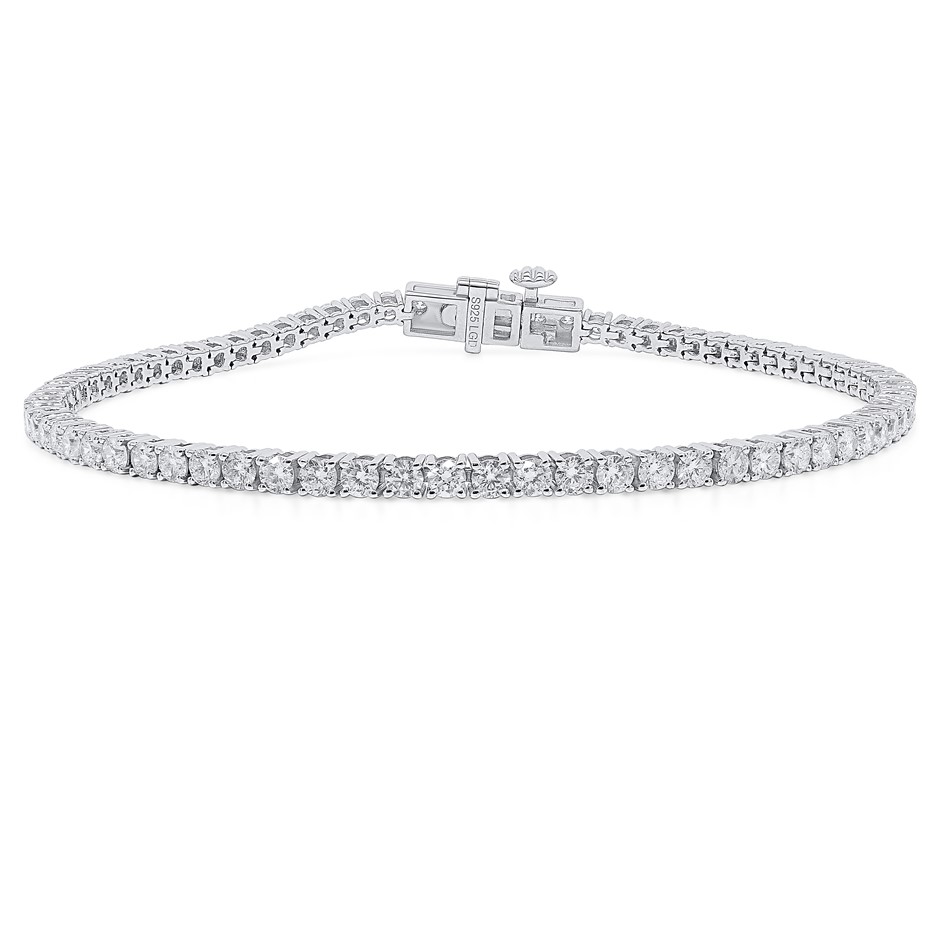 3.03 Carat Sterling Silver Lab Grown Diamond Tennis Bracelet
