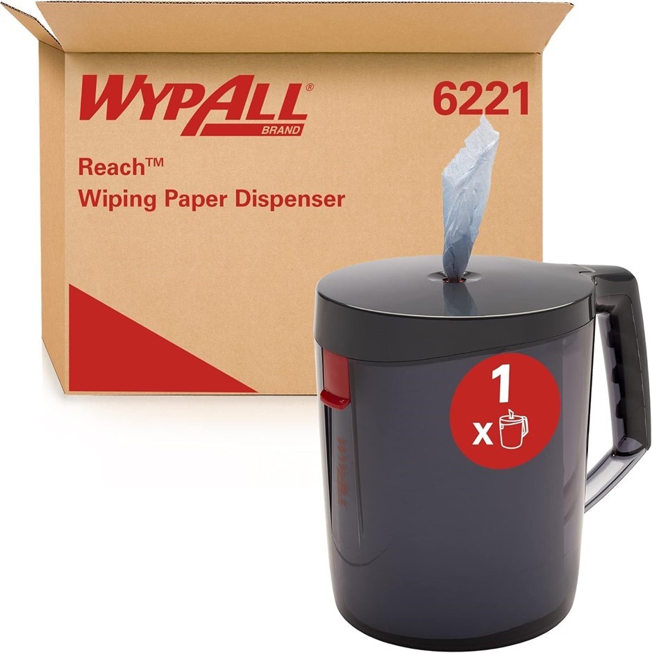 6 X WYPALL Reach Centrefeed Dispenser (6221), Black Portable Dispenser, 1 D
