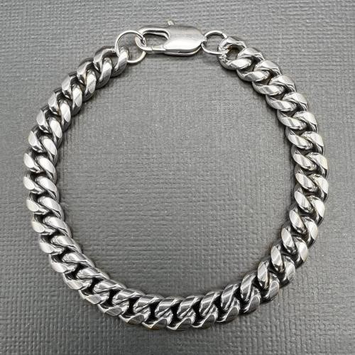 Silver-Filled Cuban Link Chain Bracelet, 8MM Wide - 19cm