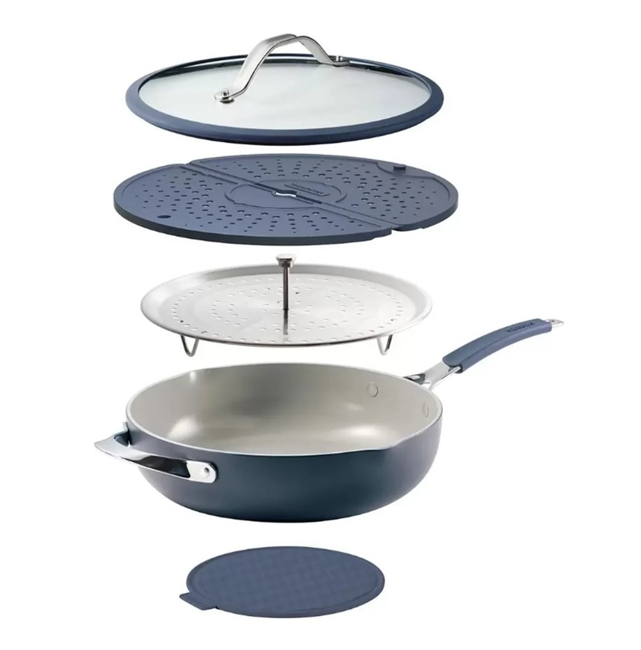 TRAMONTINA 5pc All In One Plus Pan Set, Blue. NB: Not in original packaging