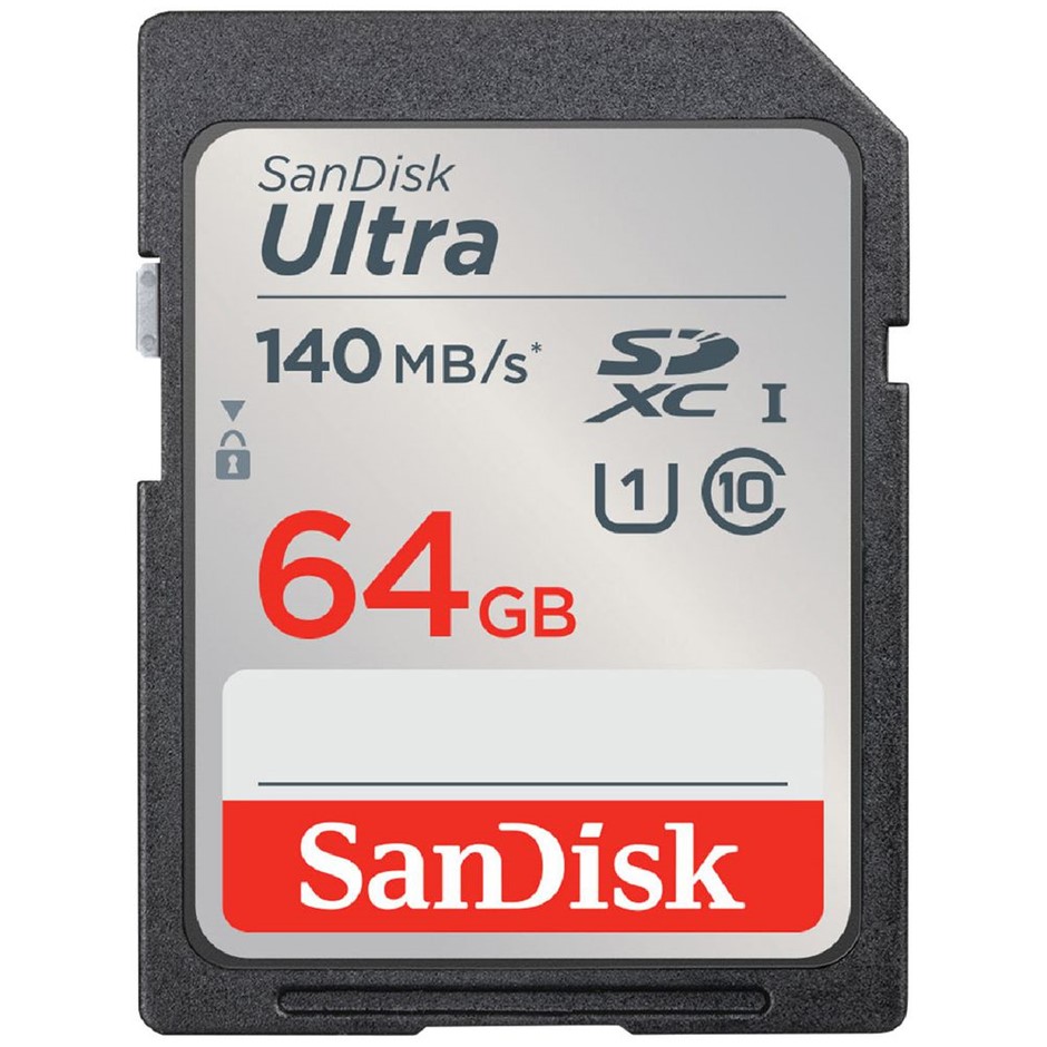 SANDISK Ultra 64GB SDXC UHS-I Class 10 U1 Memory Card.