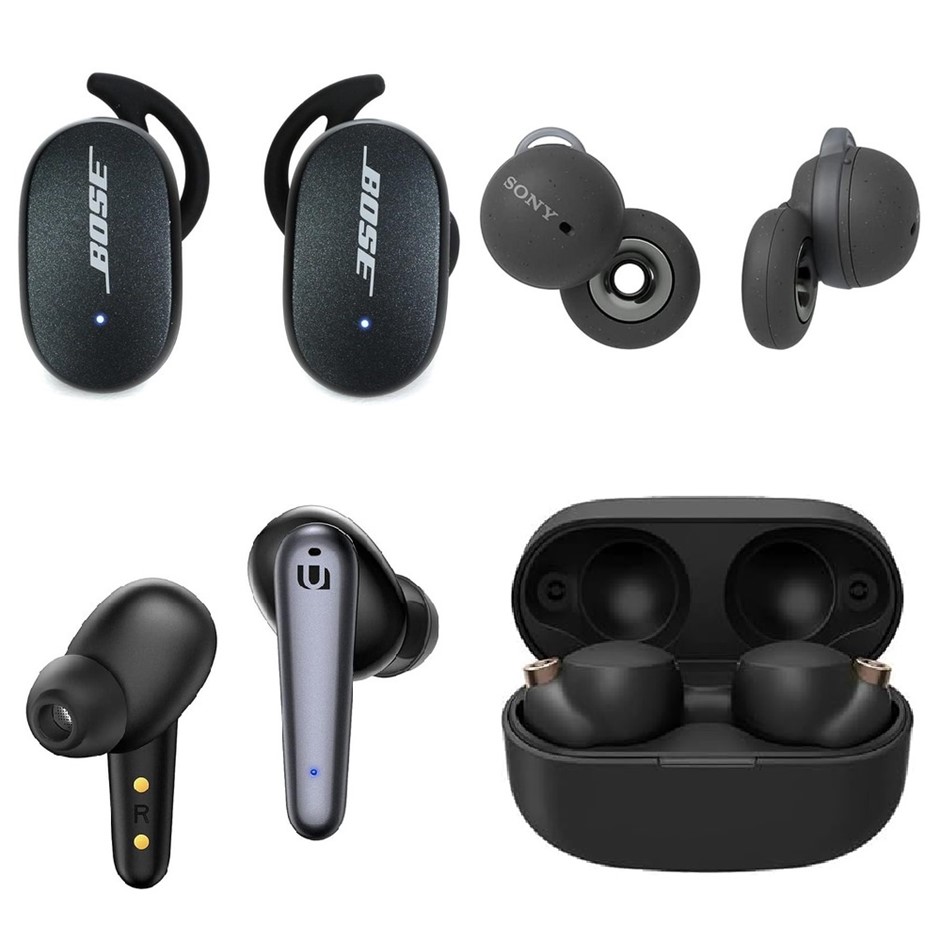 4 x Assorted Earbuds, RRP: -$966, Incl: 1 x Bose QuietComfort ANC TWS (Blac
