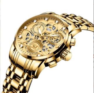 Jewelz Merchants Men’s Gold-Tone Watch – Black Dial Father’s Day