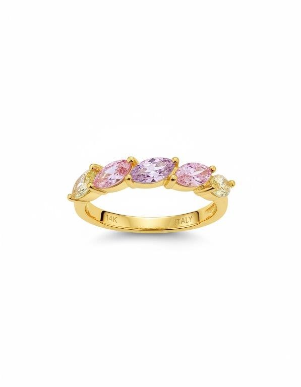 14K/Italy 1.25ctw Oval Cut Yellow Gold Bonded Ring Warranty Quality-8US