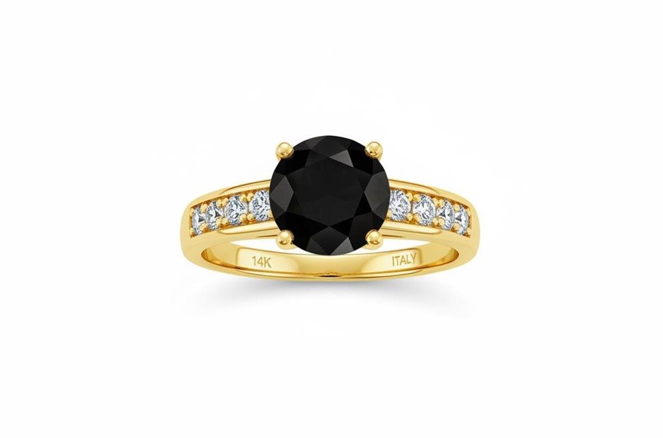 14K/Italy 1.0ct Black Yellow Gold Bonded Ring(stamped)Warranty Quality-9US