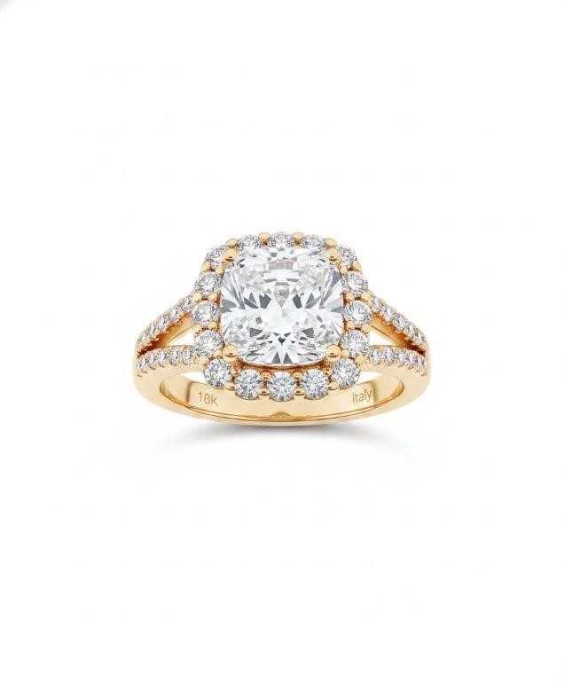 18K/Italy 2.5ct princess Cut Yellow Gold Bonded Ring Warranty Quality-7US