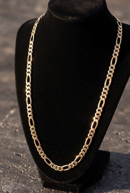 14K/Italy Stamped Yellow Gold Bonded Figaro Chain -60cm-Bonus Gift