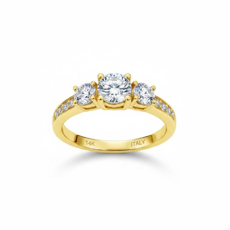 14K/Italy 1.5ctw Yellow Gold Bonded Ring(stamped)Warranty Quality-6US