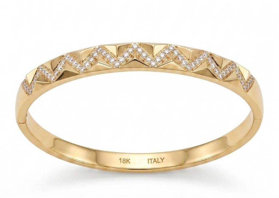 18K/ITALY Yellow Gold Bonded bangle -(stamped 18K/ITALY)-Bonus Gift