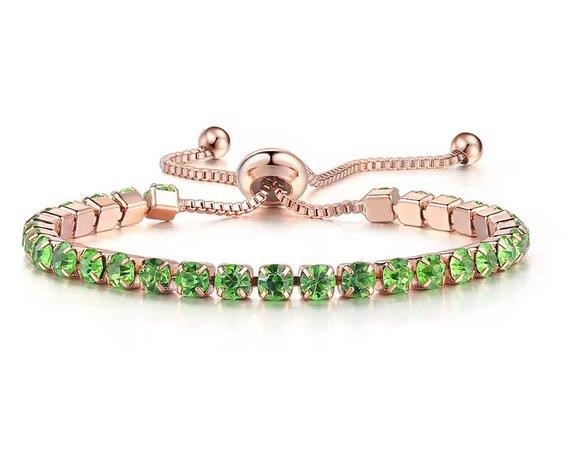 925 Sterling Silver Tennis Bracelet Light Green Simulated Diamonds