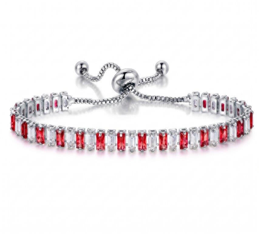 925 Sterling Silver Tennis Bracelet Emerald Cut Simulated Diamonds