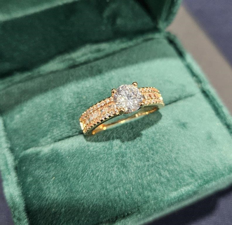 925 Sterling Silver Pink and White Ring  Simulated Diamonds