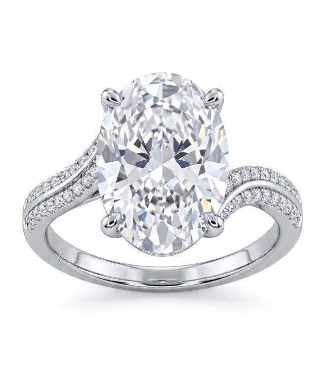 925 Sterling Silver 8.0ct Oval Cut White Ring Simulated Diamonds