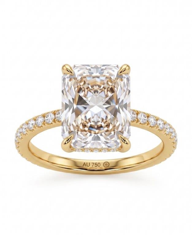925 Sterling Silver 5.0ct Emerald Cut White  Ring  Simulated Diamonds
