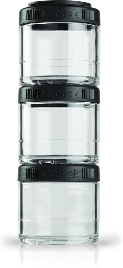 BlenderBottle GoStak Twist n' Lock Storage Jars, 100cc 3-Pak, Black