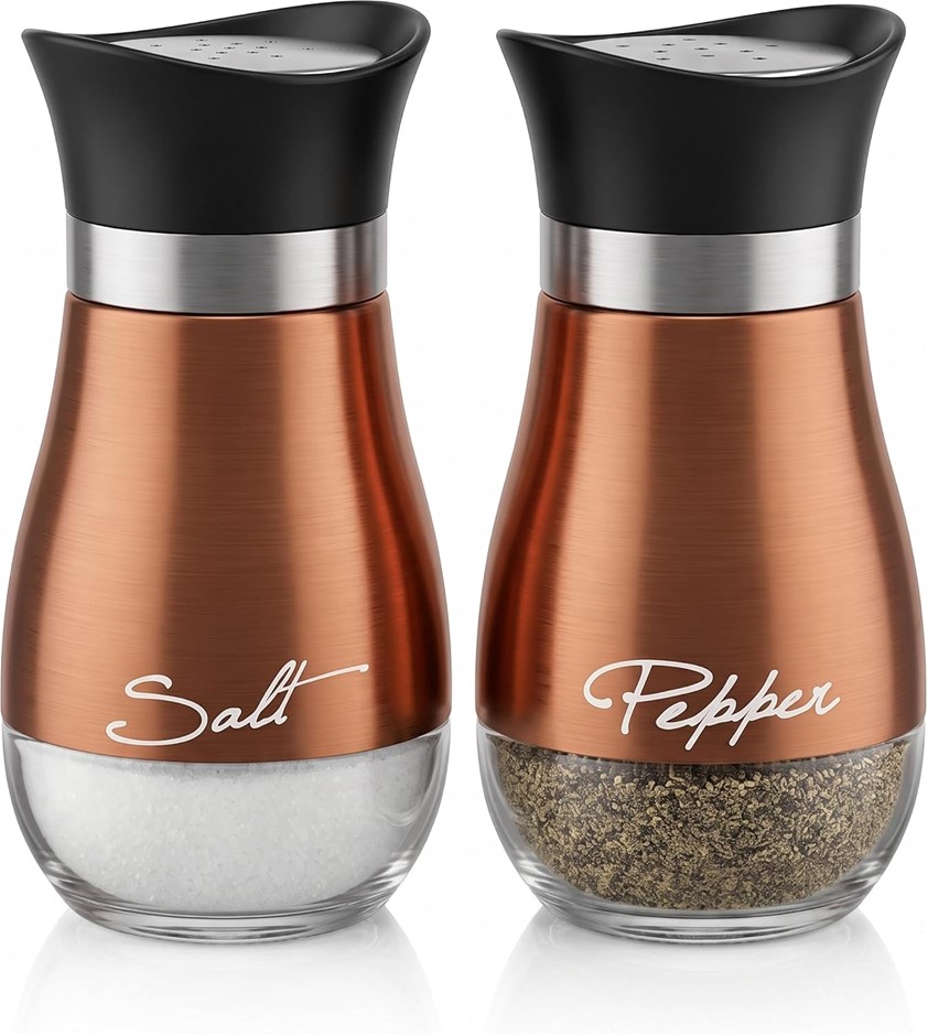 Circleware Cafe Contempo Elegant Glass Salt and Pepper Shakers Dispenser, C