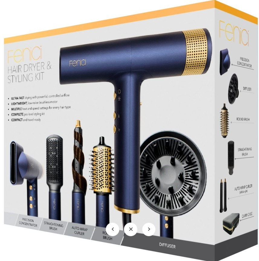 FENICI Hair Dryer and Styling Kit, Blue NB: minor use