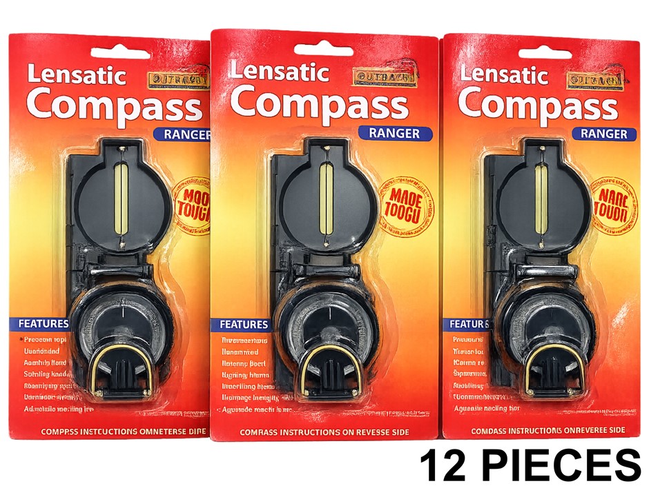 12 x MILITARY LENSATIC Ranger Compass with Ruler