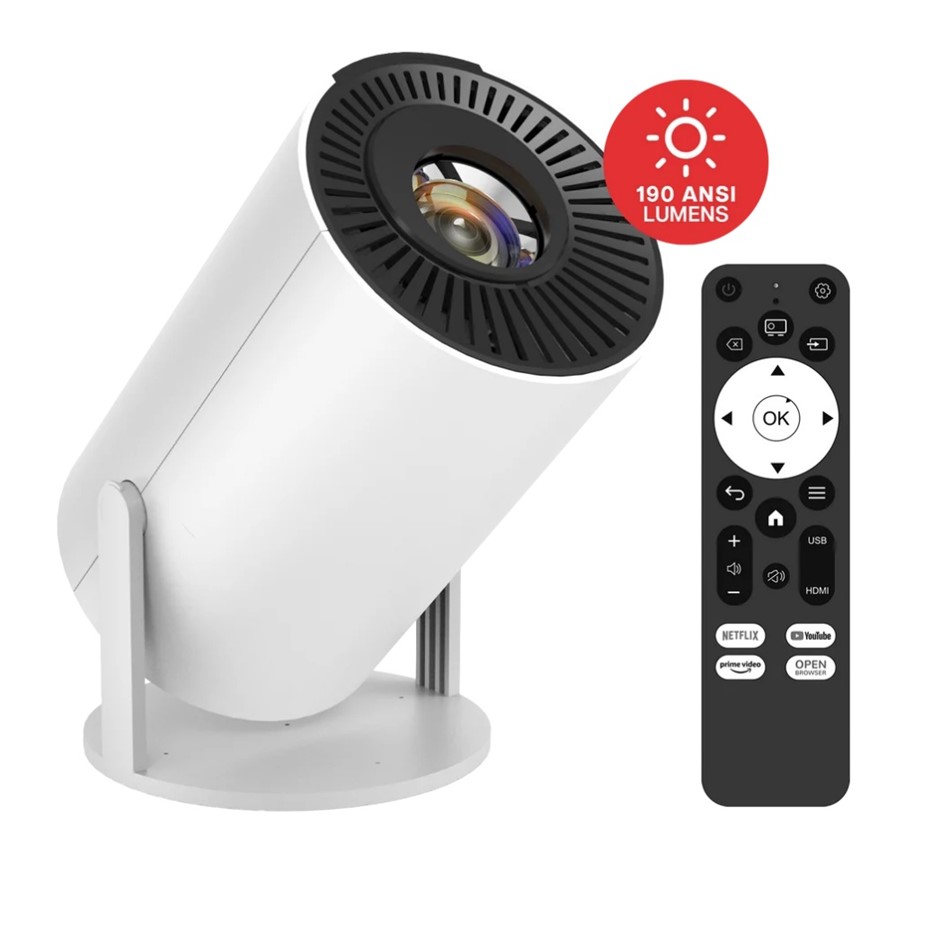 AIWA Smart LED Projector 720p HD with Bluetooth, WiFi & Streaming Apps – 19