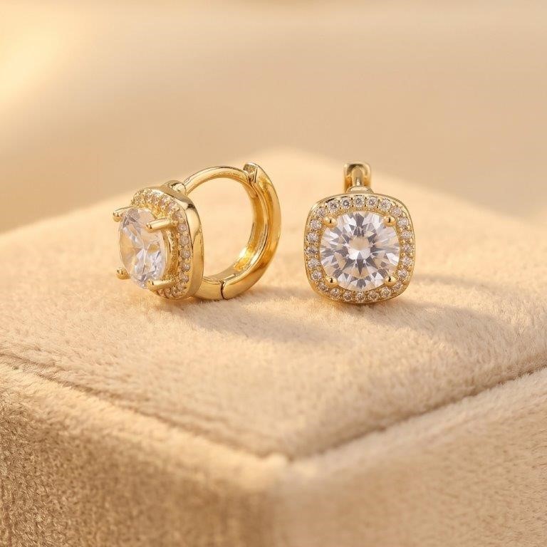 925 Sterling Silver White Stones Earrings Simulated Diamonds