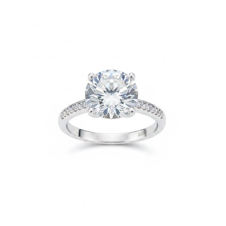 5.0Ct 925 Sterling Silver Brilliant Cut Simulated Diamonds Ring -Adjustable
