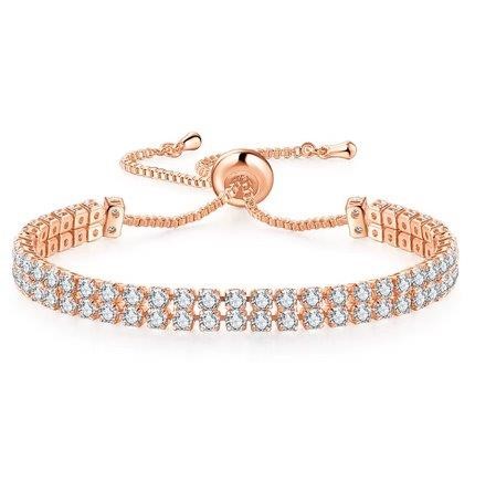 925 Sterling Silver Tennis Bracelet Simulated Diamonds-Adjustable