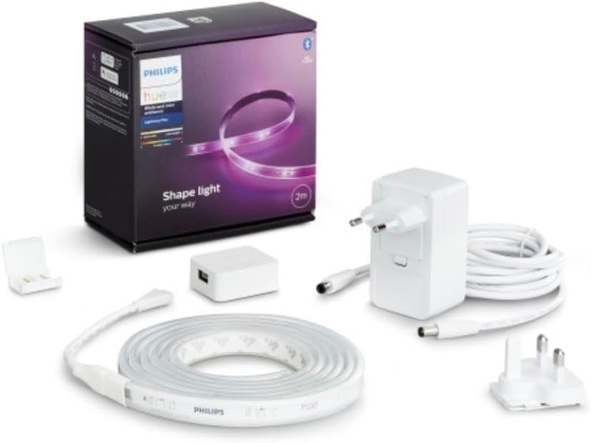 3 x PHILIPS Hue LightStrip Plus Dimmable LED Smart Light, 2m Base Kit (Comp