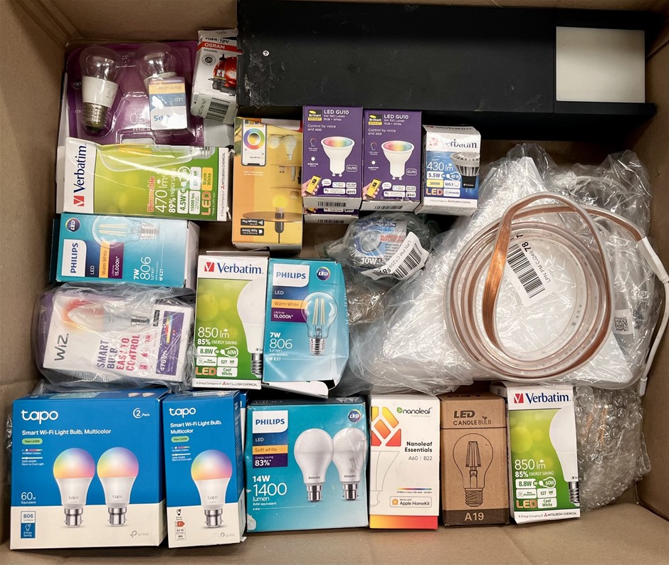 Assorted Home Lighting Products Including TAPO, PHILIPS, VERBATIM & More. N