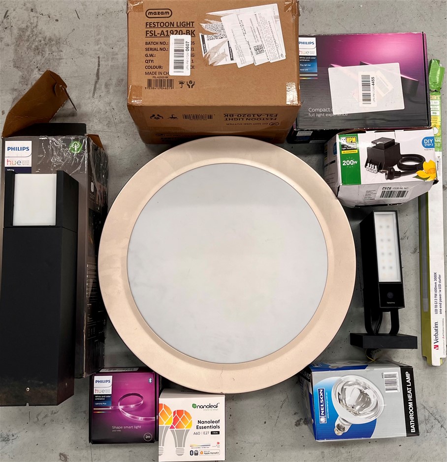 Assorted Home Lighting Products Including PHILIPS, NANOLEAF & More. NB: Sol