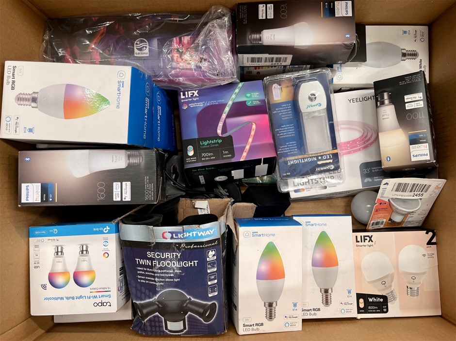 Assorted Smart Lighting Products Including PHILIPS, LIFX, SMARTHOME & More.