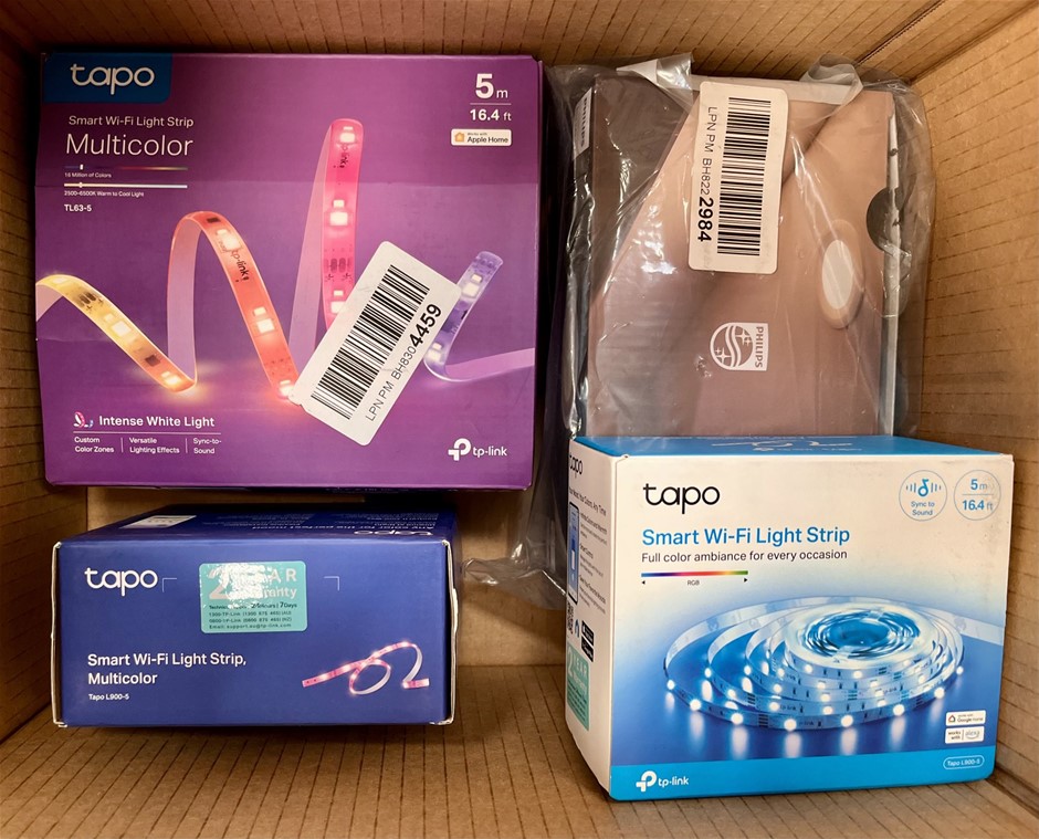 4 x Assorted Smart lighting Products Including PHILIPS & TAPO. NB: Sold as