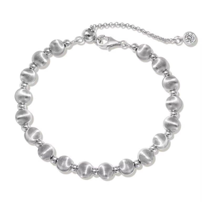 6mm 925 Sterling Silver Cubic Zirconia & Beads Bracelet