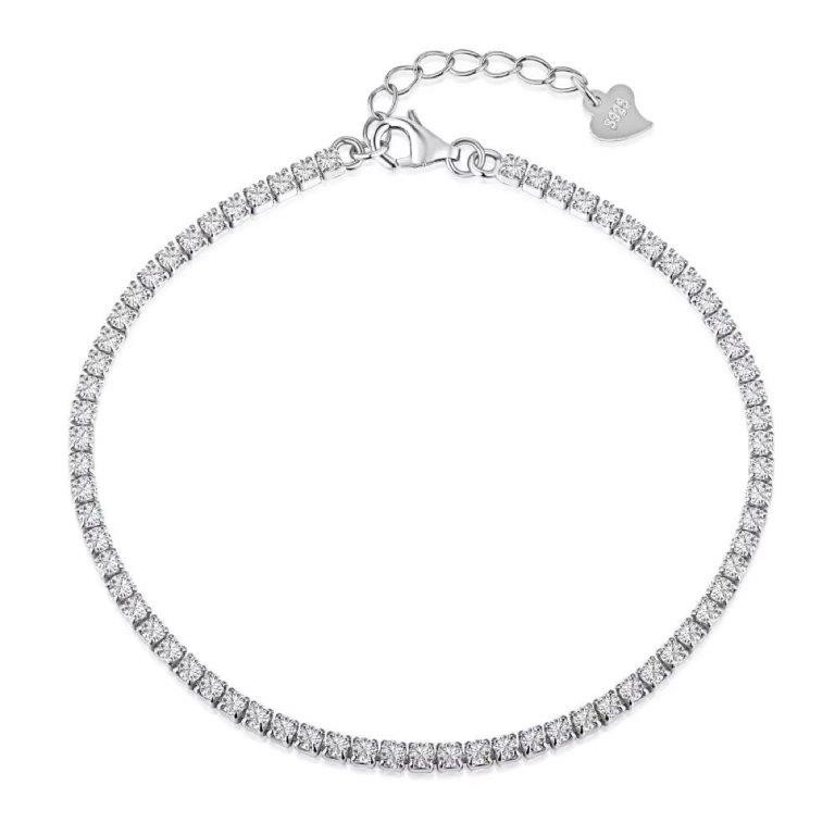 2mm Cubic Zirconia 925 Sterling Silver Tennis Bracelet-18cm