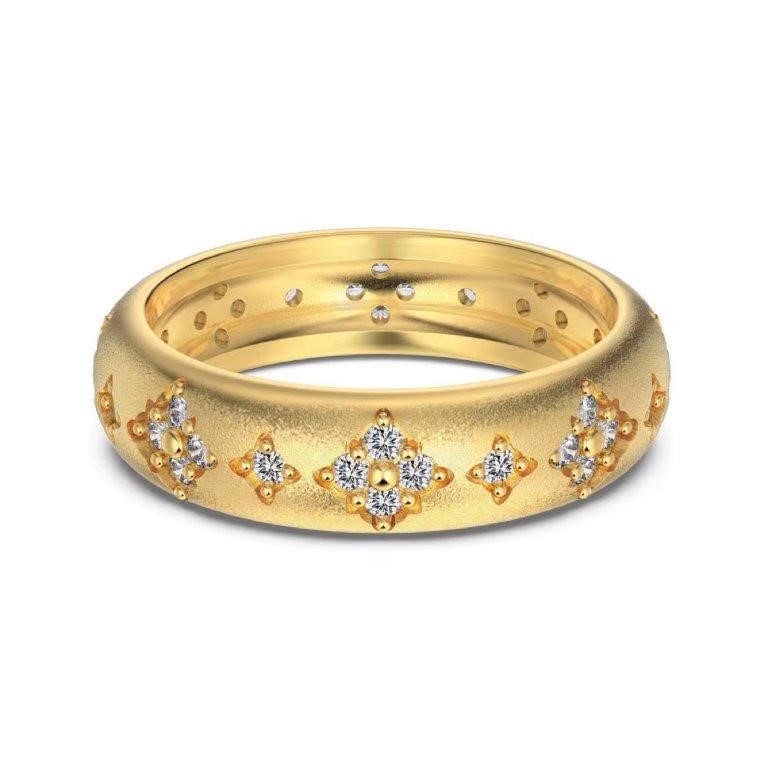 Cubic Zirconia 18K Gold Filled 925 Silver Band Ring - Size 6