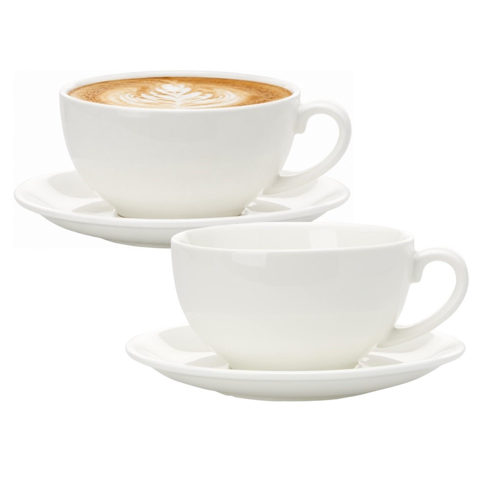 2 x MAXWELL & WILLIAMS White Basics Cappuccino Cup & Saucer 320ml