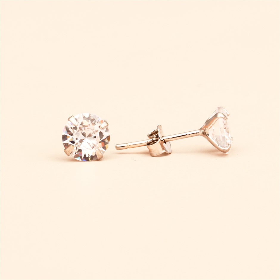 Round Stud Earrings - 925 Sterling Silver