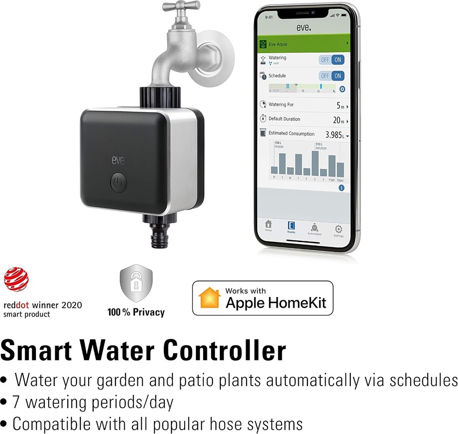 Eve Elgato - Smart Water Controller with Apple HomeKit Technology, Timer &