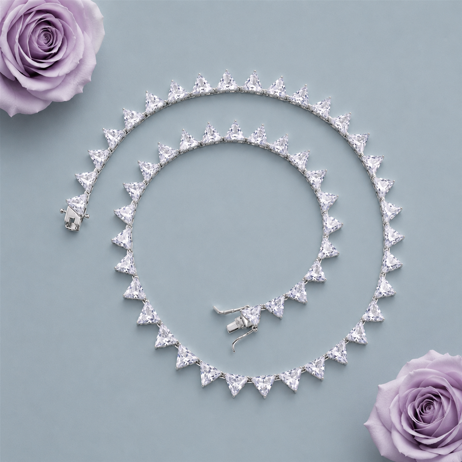 Triangle Cut AAA+ Cubic Zirconia Tennis Necklace