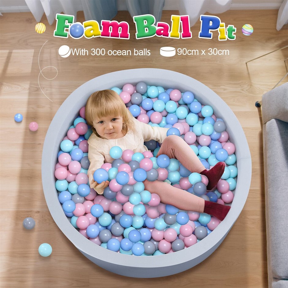 Foam Ball Pit Pool with 300pcs Ocean Balls Softplay Playpen Indoor Outdoor