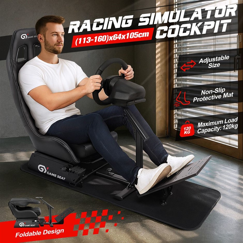 Racing Simulator Cockpit Wheel Stand Gaming Chair Foldable Adjustable Seat