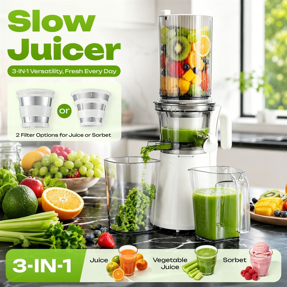 200W Cold Press Slow Juicer Machine Large Feed Chute Easy Clean
