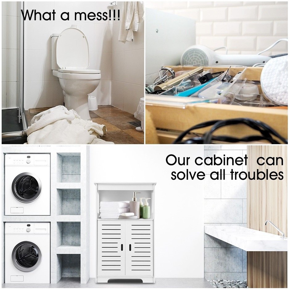 Freestanding Bathroom Cabinet Storage Shelf Waterproof Organiser