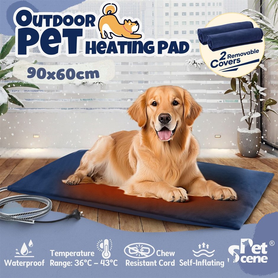 Heated Dog Pad Pet Cat Heating Bed Inflatable XL 90x60cm Waterproof