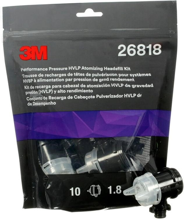 3M Performance Pressure HVLP Atomizing Head Refill Kit, 26818, Size 1.8, Cl