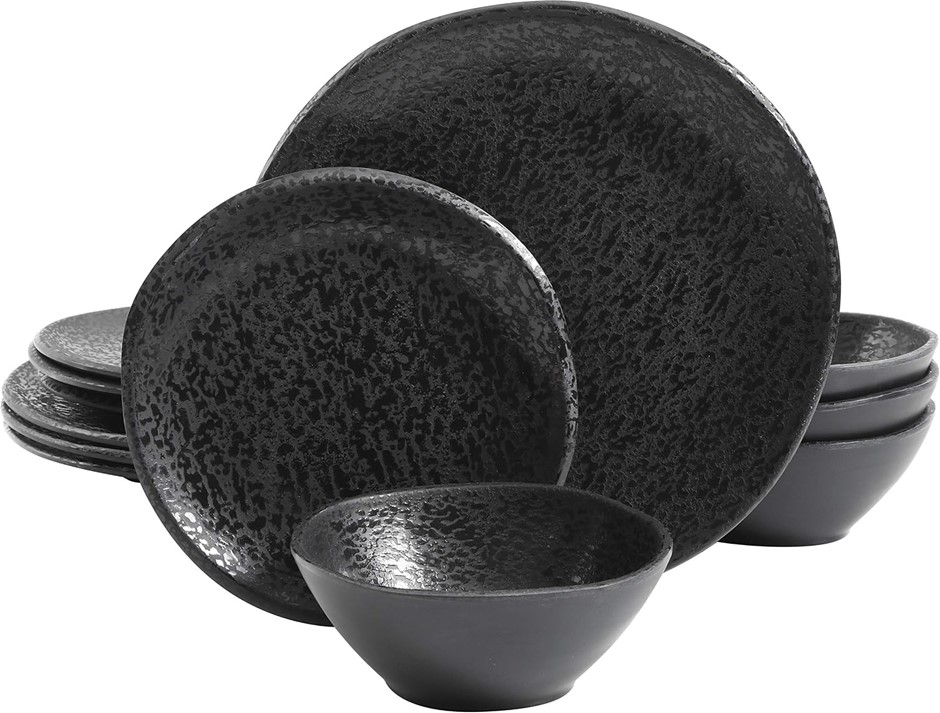 Gibson Home Yoko Round Melamine Plastic Dinnerware Set, Service for Four (1