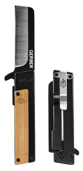 Gerber Quadrant EDC Folding Pocket Knife w/Clip, Plain Edge Blade, Bamboo N