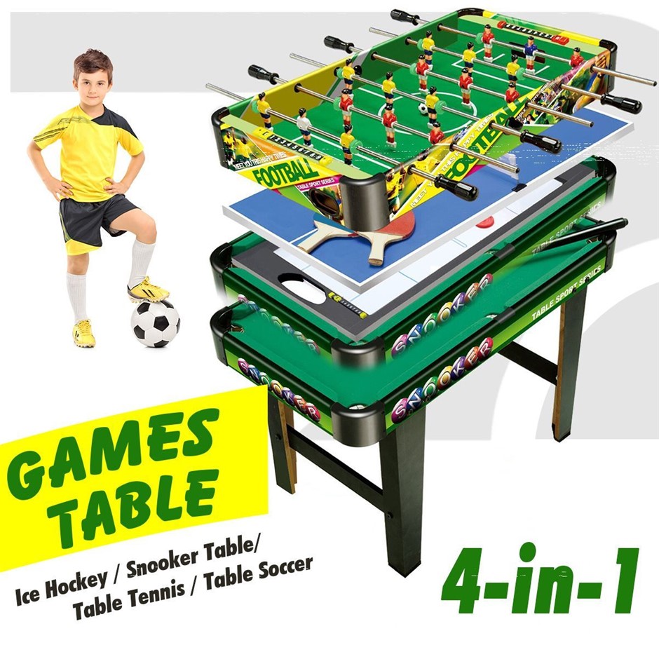 4-in-1 Games Table Air Hockey Pool Foosball Table Tennis