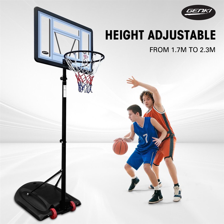 1.7-2.3m Portable Adjustable Basketball Hoop System with Wheels